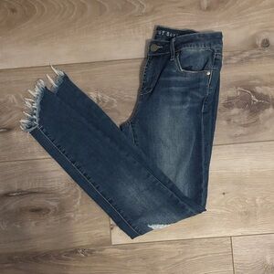 Articles Of Society Distressed Ankle Jeans in Dark Blue